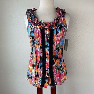 NWT NY Collection Sleeveless Button Down Blouse Top Size S